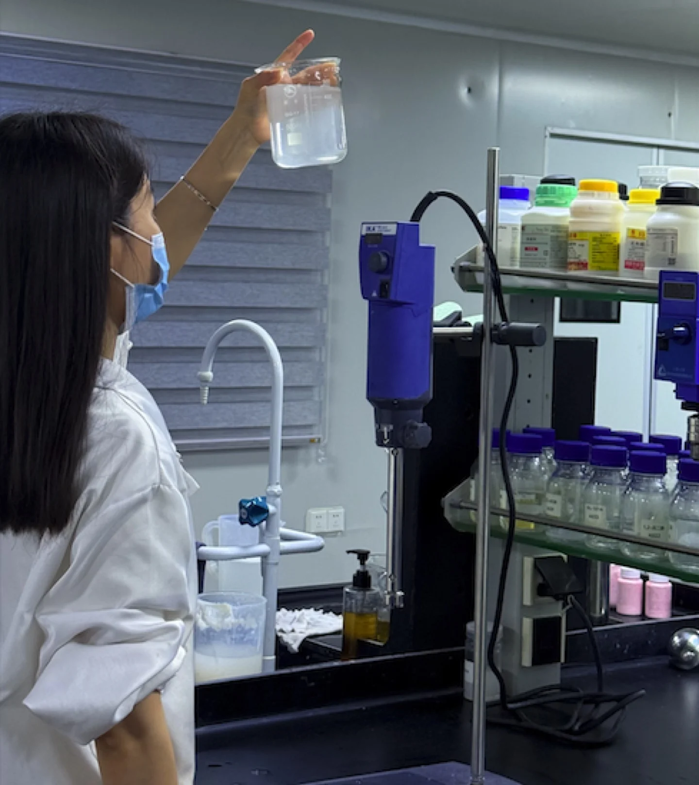 Quality control inspection at cosmetics manufacturing facility - batch testing and QC process