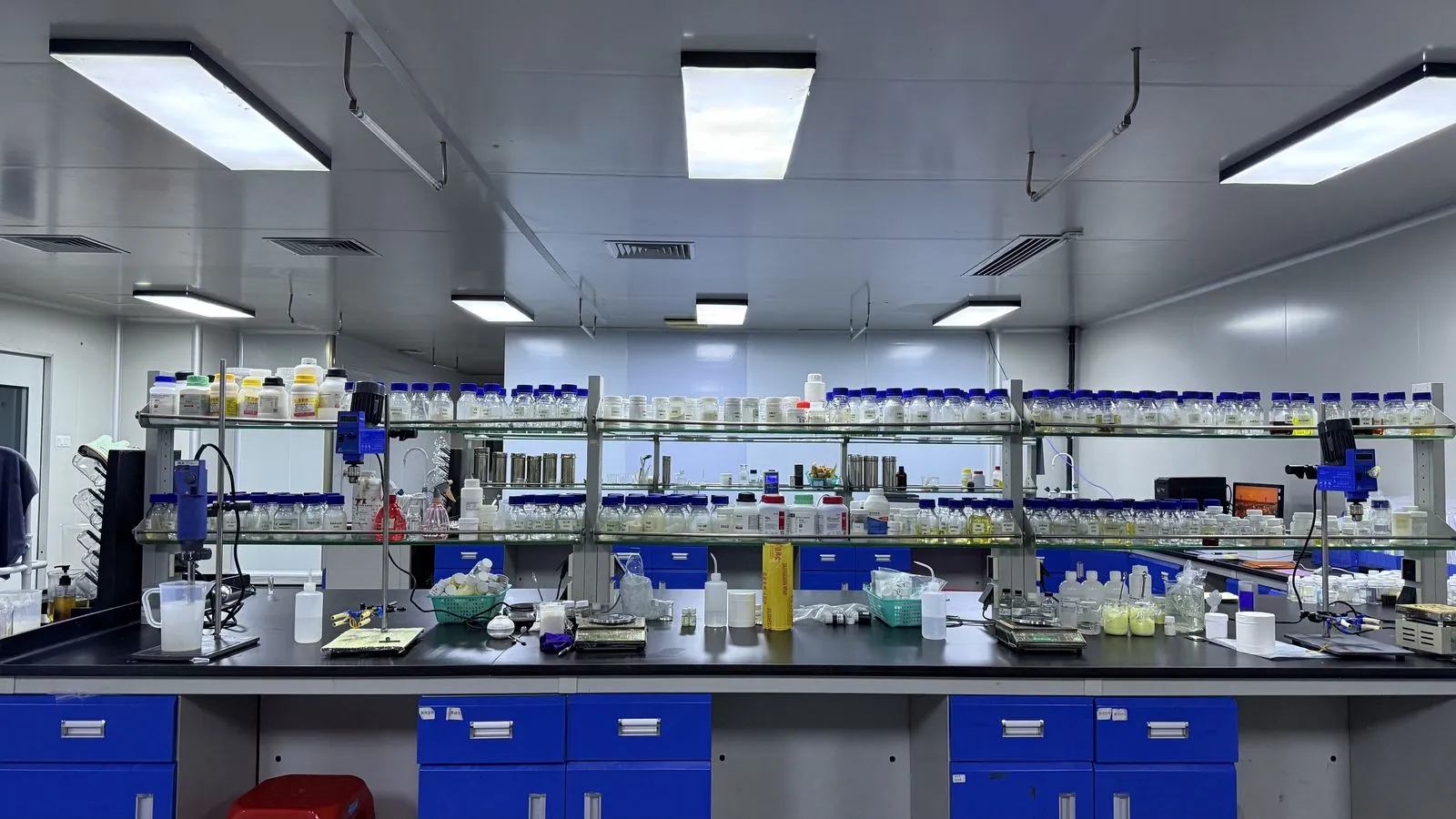 Laboratory bench - skincare formulation development workspace