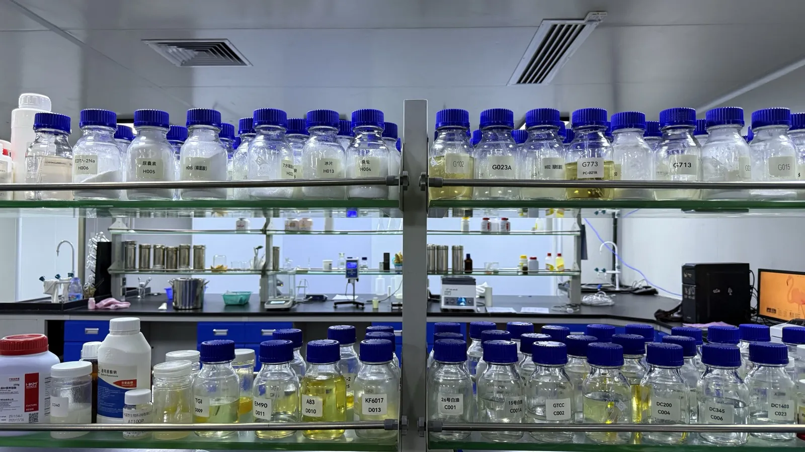 Laboratory workspace - formulation trials and batch samples